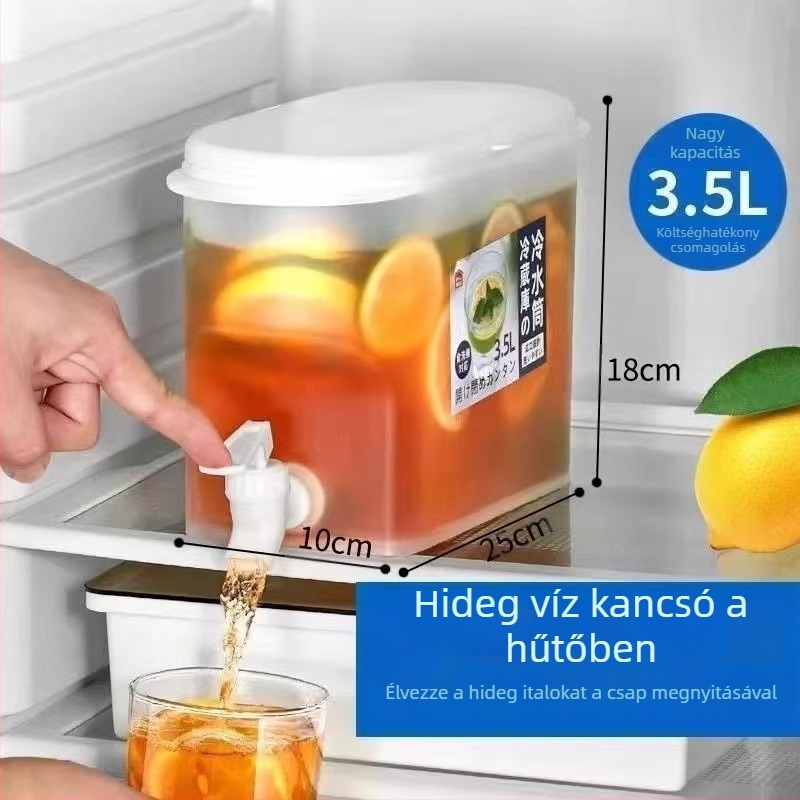 Japán stílusú hidegvizes palack műanyag nyári háztartási nagy kapacitású hidegvizes palackszűrő, magas hőmérsékletnek ellenálló, lezárt hűtőszekrényben készült gyümölcslé teáskanna
