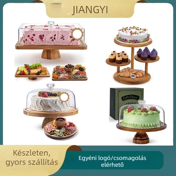 Kreatív átlátszó, porálló tortafedő, több stílusú tortatálca, forgatható, 4 rétegű tortatorony-állvány születésnapi partira