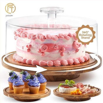 Kreatív átlátszó, porálló tortafedő, több stílusú tortatálca, forgatható, 4 rétegű tortatorony-állvány születésnapi partira