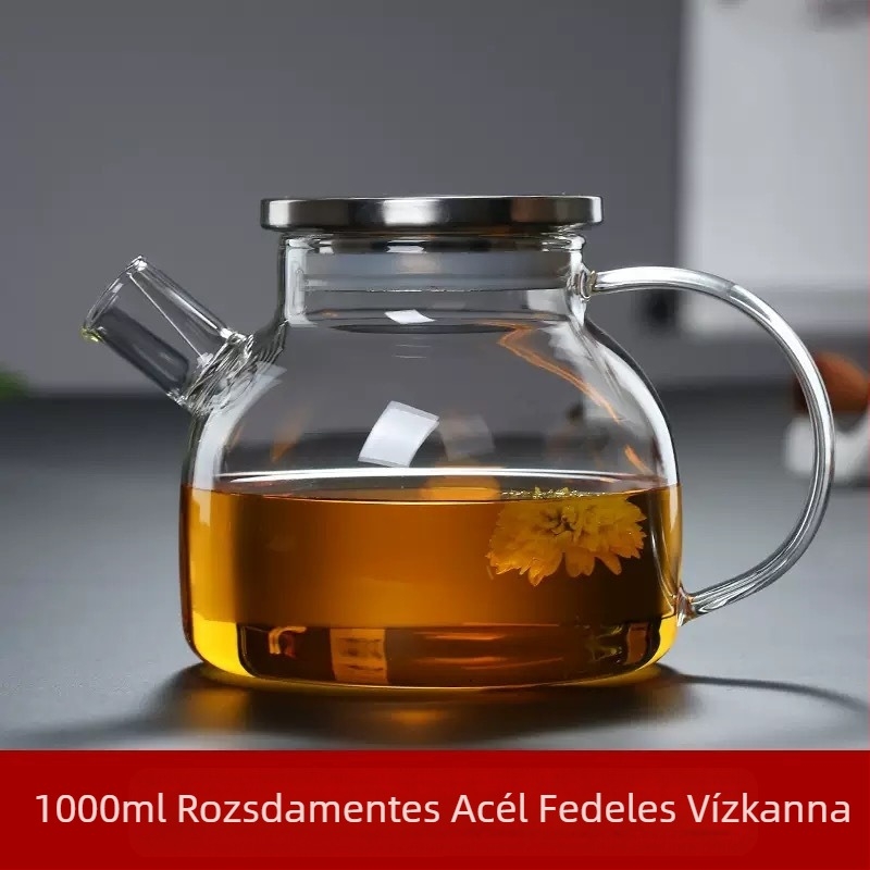 Gyárilag foltos, nagy boroszilikát üvegből készült, nagy kapacitású bambusz fedéllel ellátott hideg vízforraló, háztartási fűthető virágtea-főző, friss gyümölcslé-készítő vízforraló