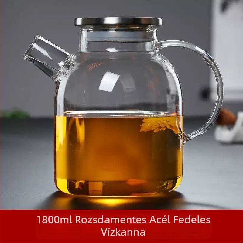 Gyárilag foltos, nagy boroszilikát üvegből készült, nagy kapacitású bambusz fedéllel ellátott hideg vízforraló, háztartási fűthető virágtea-főző, friss gyümölcslé-készítő vízforraló