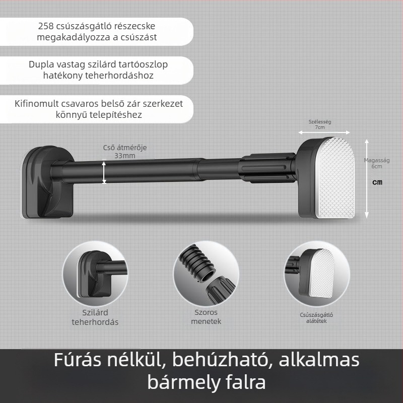 Lyukmentes ruhaszárító rúd Teleszkópos zuhanyfüggöny rúd Rozsdamentes acél Hűvös ruhásszekrény rúd WC zsugorító rúd Függönyrúd szárító állvány