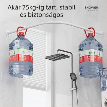 Fürdőszobai ívelt zuhanyfüggöny rúd, lyukasztásmentes, L alakú, félig U alakú, teleszkópos zuhanyrúd, rozsdamentes acél, legyező alakú zuhanyrúd, ruhaszárító rúd