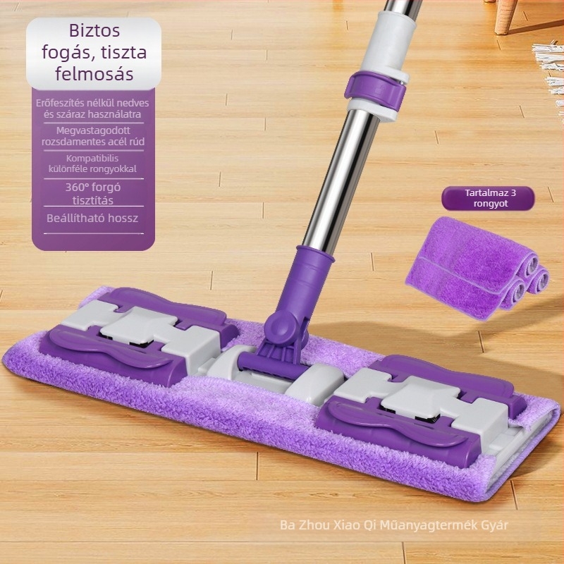 Szorítókendős lapos felmosórongy, öntapadós, kényelmes csatos felmosórongy, háztartási, lusta, vastagított felmosórongy, fa padlófelmosó