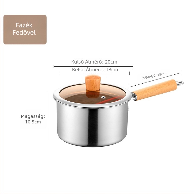 Rozsdamentes acél serpenyő, háztartási kis serpenyő szűrővel, gázsütő, mélyítő, üzemanyag-takarékos, 304 rozsdamentes acél serpenyő
