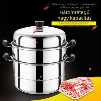 Rozsdamentes acél kétrétegű gőzölő Vastagított kereskedelmi gőzölő Kétcélú edény Háromrétegű nagy kapacitású gőzölő Háztartási multifunkciós gőzölő