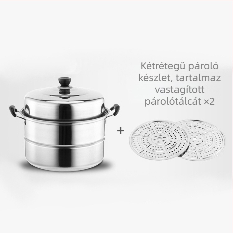 Rozsdamentes acél kétrétegű gőzölő Vastagított kereskedelmi gőzölő Kétcélú edény Háromrétegű nagy kapacitású gőzölő Háztartási multifunkciós gőzölő