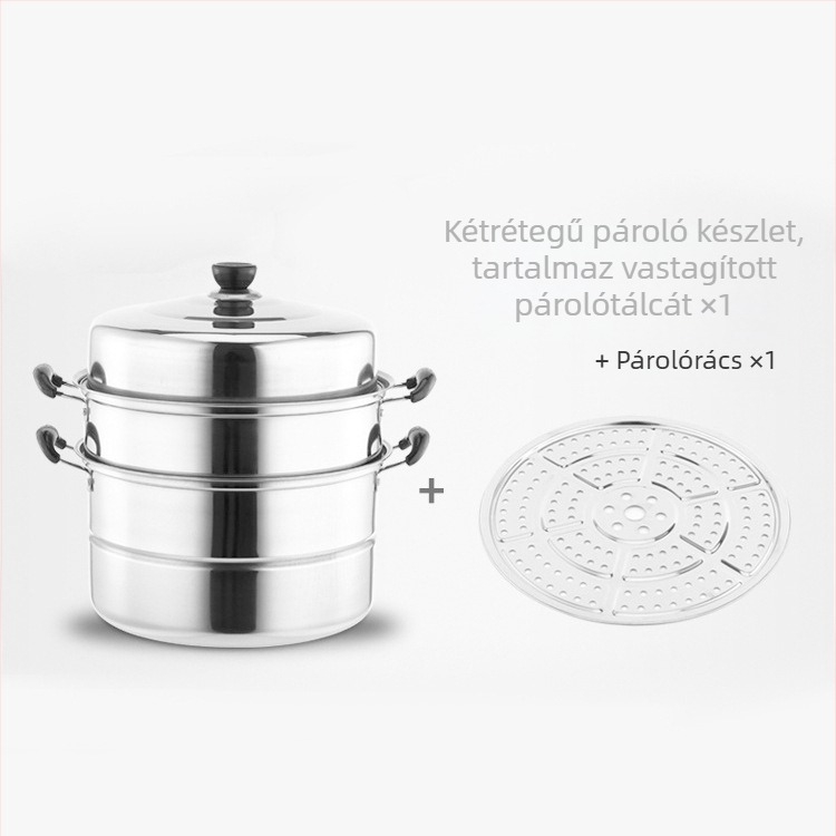 Rozsdamentes acél kétrétegű gőzölő Vastagított kereskedelmi gőzölő Kétcélú edény Háromrétegű nagy kapacitású gőzölő Háztartási multifunkciós gőzölő