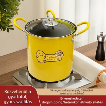 Tempura fritőz, nagy kapacitású fritőz, háztartási, kisméretű, multifunkciós, füstmentes, szűrővel, olajtakarékos, tapadásmentes fritőz