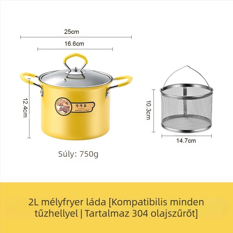 Tempura fritőz, nagy kapacitású fritőz, háztartási, kisméretű, multifunkciós, füstmentes, szűrővel, olajtakarékos, tapadásmentes fritőz