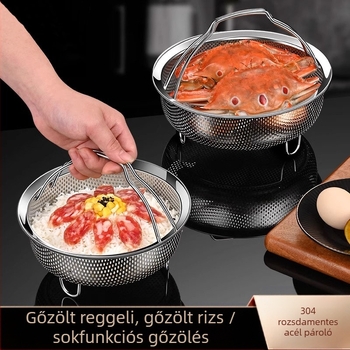 304 rozsdamentes acél gőzölő rizsfőző vízálló sűrített pároló párolt zöldségek párolt zsemlék fogantyúval párolórács párolórács párolórácsok