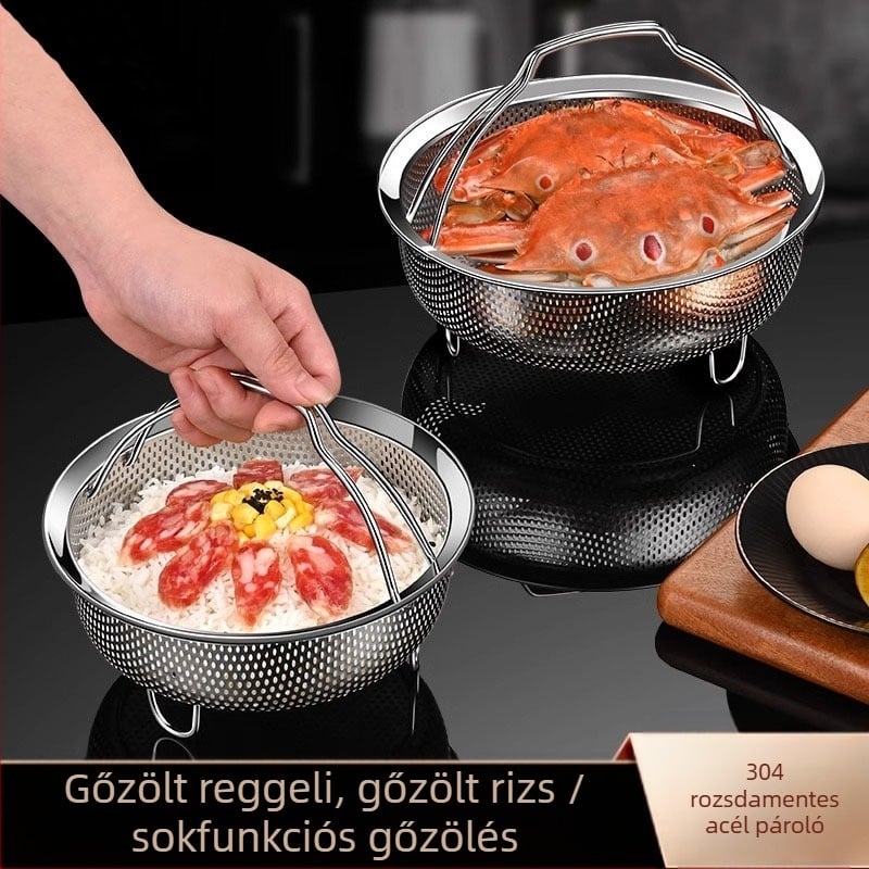 304 rozsdamentes acél gőzölő rizsfőző vízálló sűrített pároló párolt zöldségek párolt zsemlék fogantyúval párolórács párolórács párolórácsok