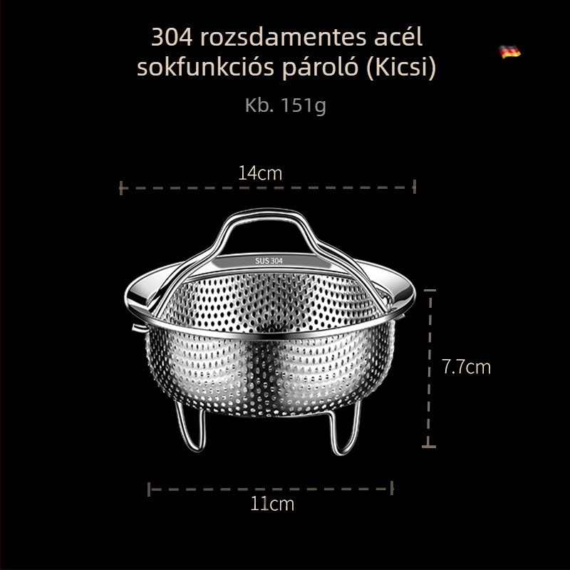 304 rozsdamentes acél gőzölő rizsfőző vízálló sűrített pároló párolt zöldségek párolt zsemlék fogantyúval párolórács párolórács párolórácsok