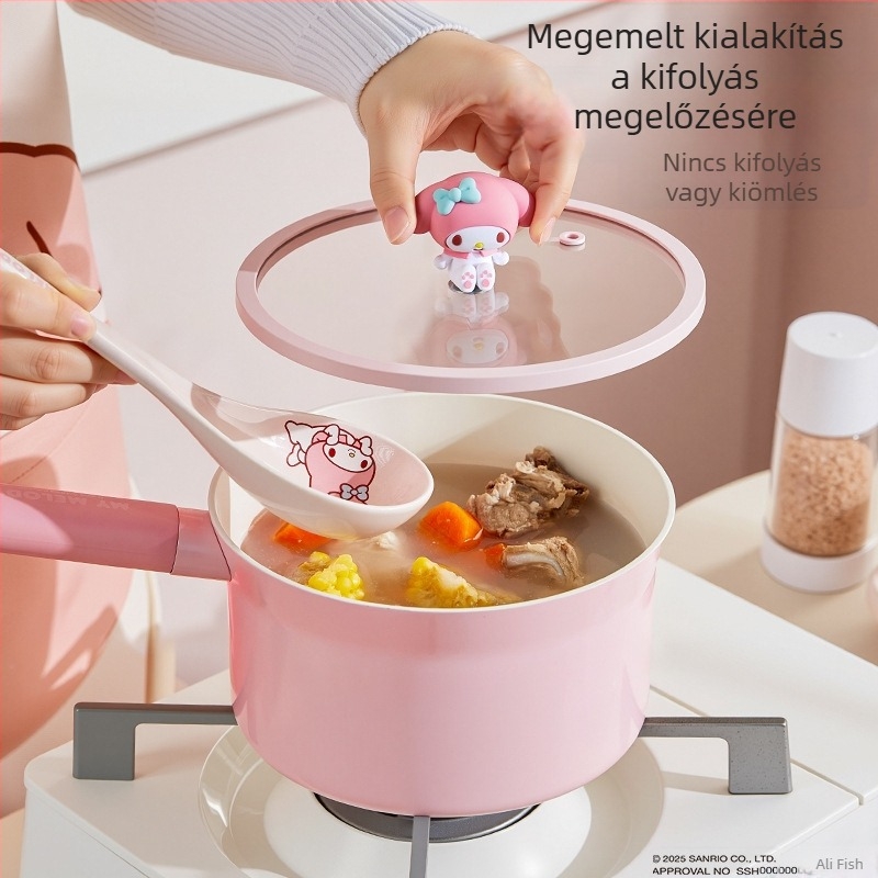 Sanrio multifunkciós tejeskanna, tapadásmentes edény, speciális étrend-kiegészítő edény csecsemők és kisgyermekek számára, leveseskanna, gőzölő és főző többfunkciós instant tésztafőző
