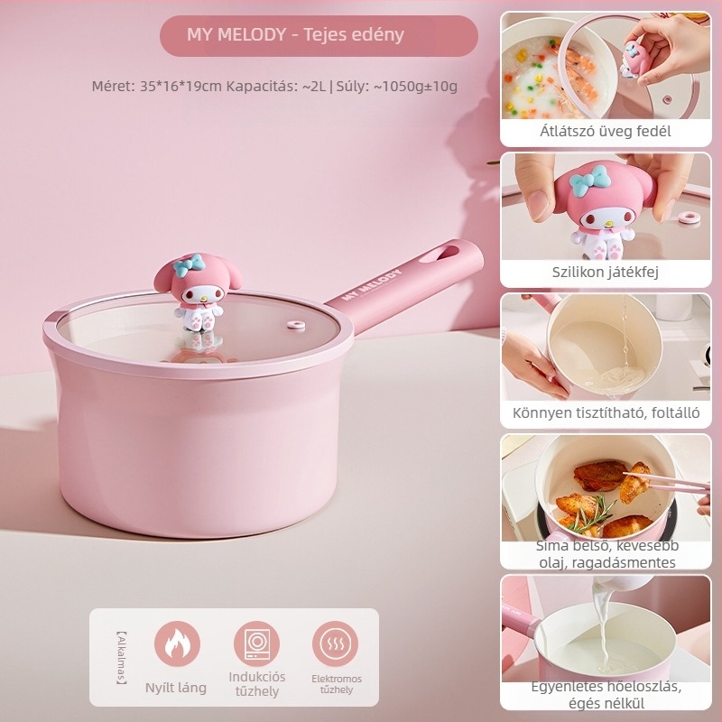 Sanrio multifunkciós tejeskanna, tapadásmentes edény, speciális étrend-kiegészítő edény csecsemők és kisgyermekek számára, leveseskanna, gőzölő és főző többfunkciós instant tésztafőző