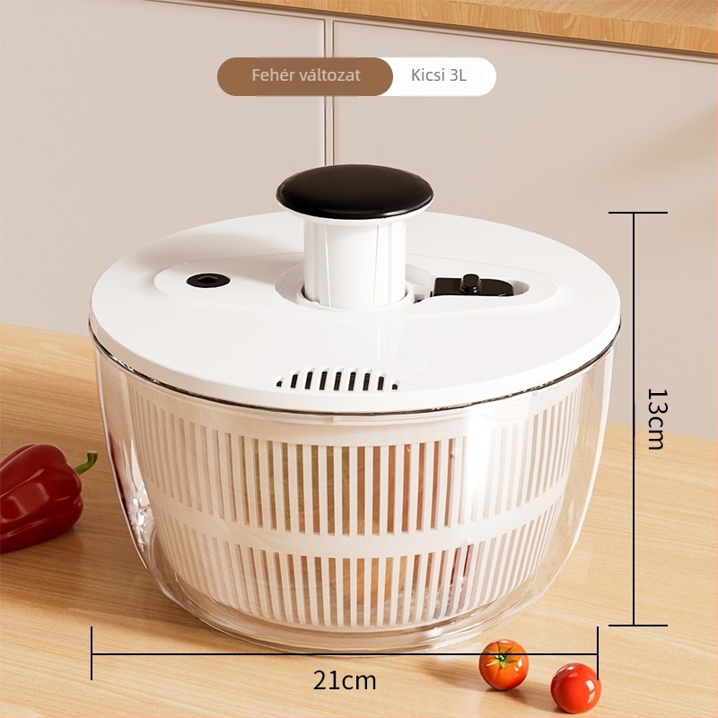 Zöldségszárító présgép, háztartási salátacentrifuga és szárító, multifunkcionális, nagy kapacitású, forgó lefolyókosár, zöldségtál