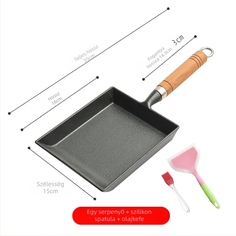 Japán Tamagoyaki fazék Vastag tojás Sült tojástekercs Serpenyő Négyzet alakú omlett Serpenyő Bevonat nélküli tapadásmentes serpenyő Öntöttvas serpenyő