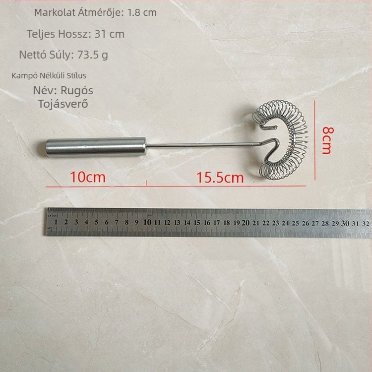 Rozsdamentes acél kézi tojáshabverő rugós tekercses tojáskeverő krém- és tésztakeverő pálcika sütőeszköz