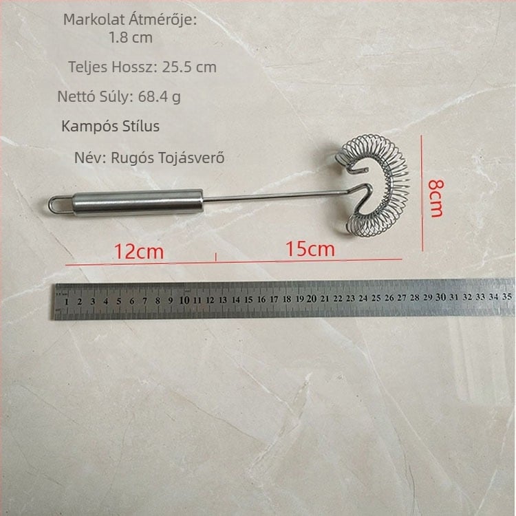 Rozsdamentes acél kézi tojáshabverő rugós tekercses tojáskeverő krém- és tésztakeverő pálcika sütőeszköz