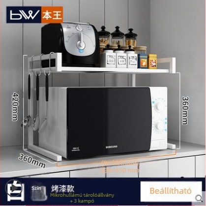 Konyhai mikrohullámú sütő állvány, háztartási tároló, többcélú, többrétegű edénytartó, sütő többrétegű állvány, pulti tárolóállvány