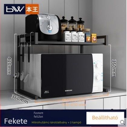 Konyhai mikrohullámú sütő állvány, háztartási tároló, többcélú, többrétegű edénytartó, sütő többrétegű állvány, pulti tárolóállvány