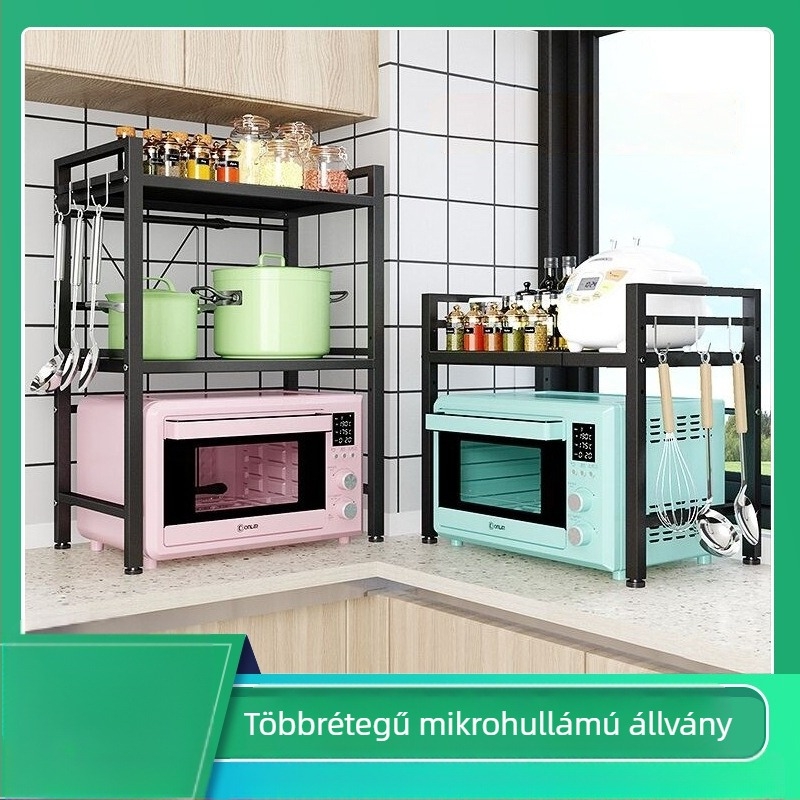 Konyhai mikrohullámú sütő állvány, háztartási tároló, többcélú, többrétegű edénytartó, sütő többrétegű állvány, pulti tárolóállvány