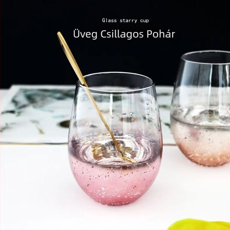 Csillagos égbolt színátmenetes üveg Ins Népszerű kreatív tojás alakú galvanizált vízpohár Borospohár Juice Tejpohár Nagy Haspohár