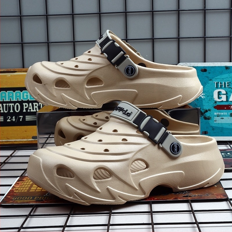 2025 Új Férfi Klumpa Zárt Orrú Vastag Talpú Csúszásmentes Strandcipő Férfi Papucsok Otthoni és Kültéri Kettős Viseletre Trendi