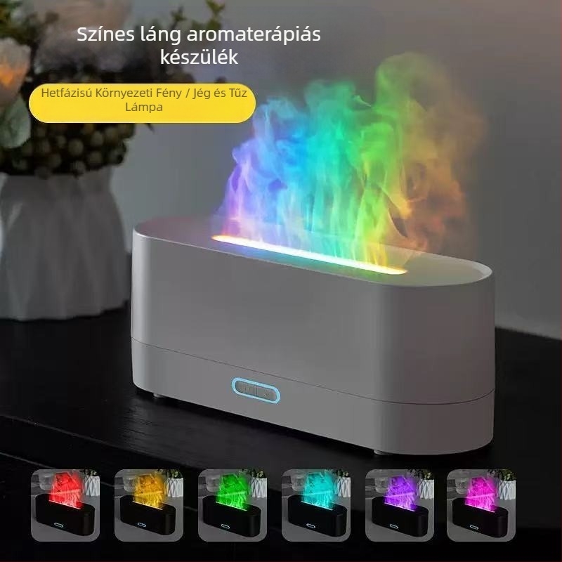 Új, határokon átnyúló szimulációs láng aroma diffúzor színes párásító usb asztali irodai otthoni levegő aroma párásítás