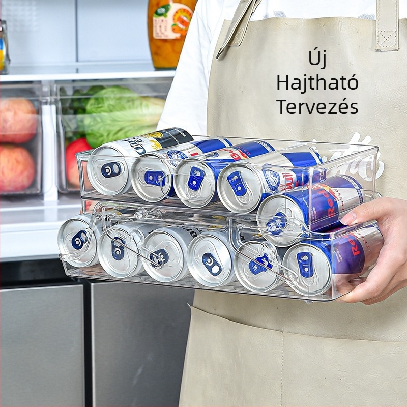 Nyári hűtőszekrény ital kétrétegű tárolódoboz műanyag átlátszó összecsukható sörös kólásdoboz fiókos típusú tároló