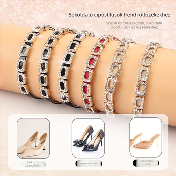 Női lapos cipőfűzők gyémánt csattal, magas sarkú, leesésgátló sarok, nagy, kicsi, beszerelés nélküli, fix cipőfűzők