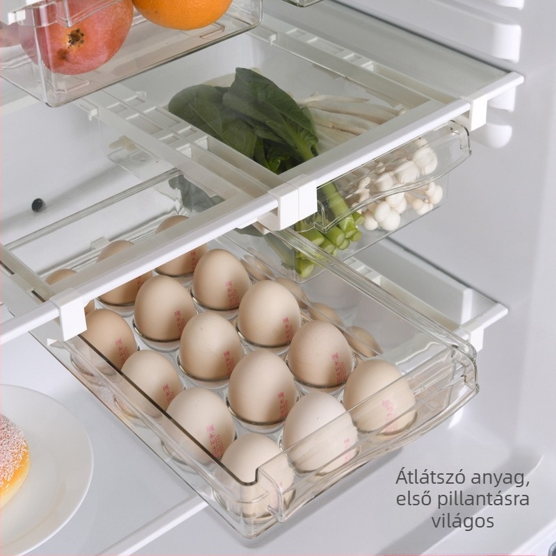 40 rácsos fiókos, kétrétegű hűtőszekrényben tárolható friss tojástároló doboz 32 rácsos háztartási konyhai rendszerező műtárgy átlátszó tojástartó