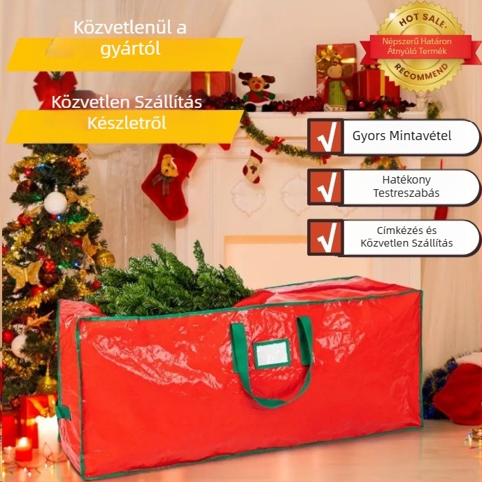 Határokon átnyúló Amazon karácsonyfa tárolózsák 7..5/9ft piros PE nagy kapacitású szőtt csomagoló poggyász költöztető táska