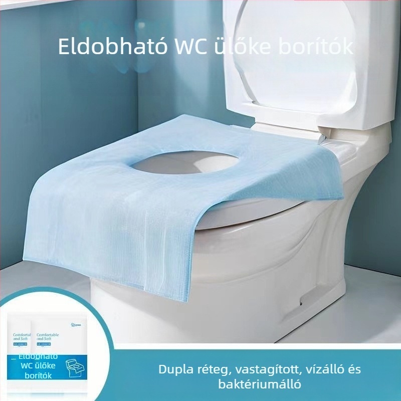 Eldobható WC-párna Utazóeszköz Kétrétegű, Vastagított Vízálló WC-huzat Terhes Nőknek Való Piszkosodás Elleni WC-papír Párna WC-huzat