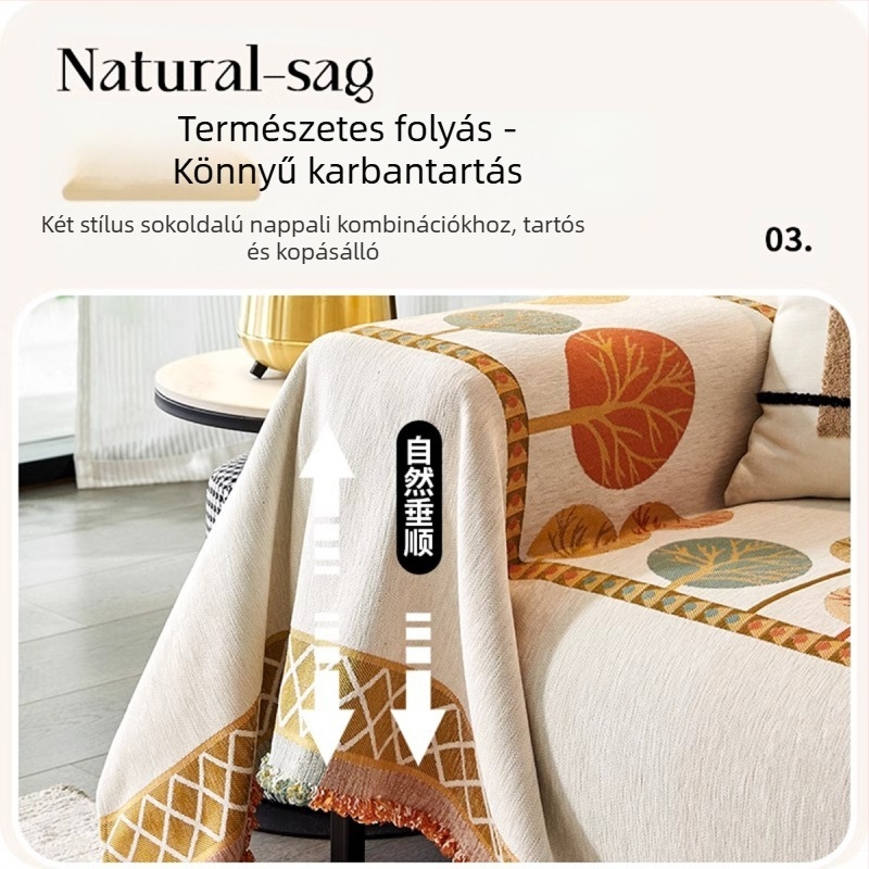 Chenille kanapévédő minden évszakra, egy darabos, háromüléses kanapéhoz, virágos mintázat, modern minimalista stílus