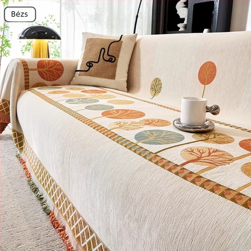 Chenille kanapévédő minden évszakra, egy darabos, háromüléses kanapéhoz, virágos mintázat, modern minimalista stílus