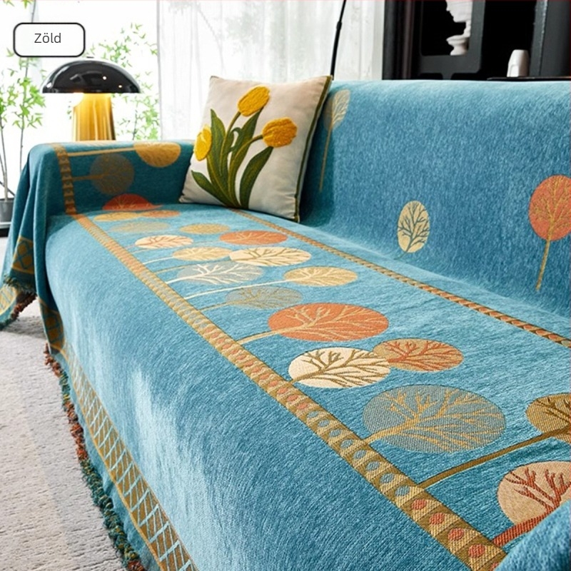Chenille kanapévédő minden évszakra, egy darabos, háromüléses kanapéhoz, virágos mintázat, modern minimalista stílus