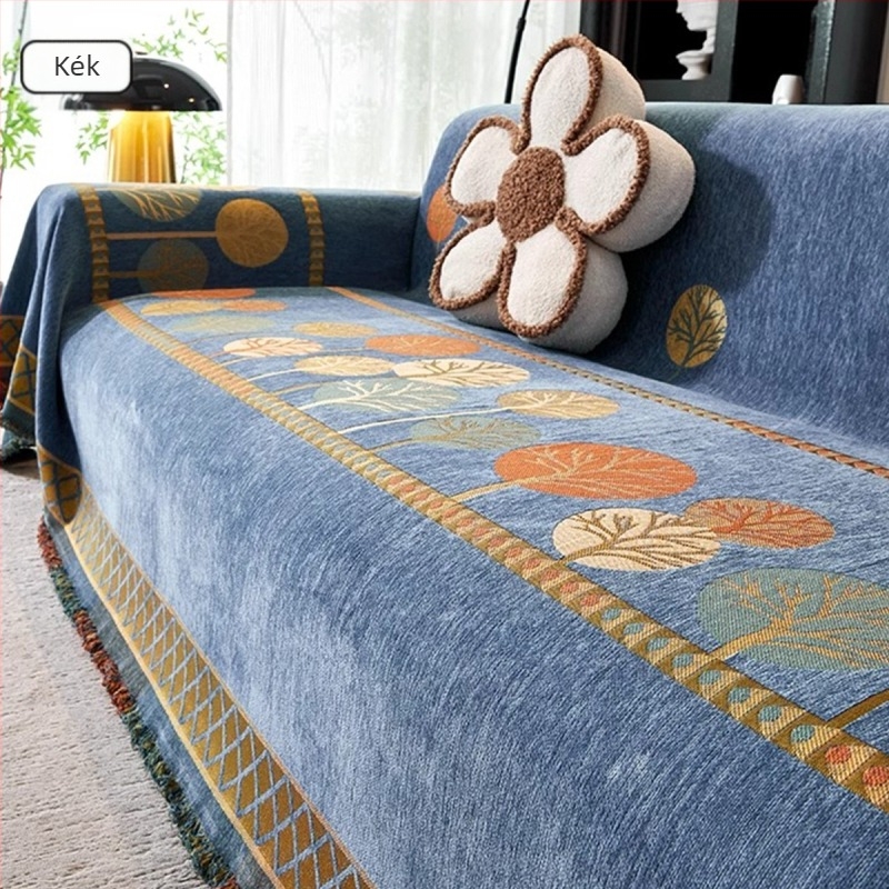 Chenille kanapévédő minden évszakra, egy darabos, háromüléses kanapéhoz, virágos mintázat, modern minimalista stílus
