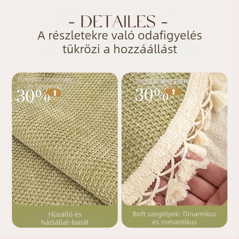 Bojtos szélű kanapépárna, minden évszakra, univerzális, 2025-ös, új, francia krémszínű, fix, csúszásgátló huzattal