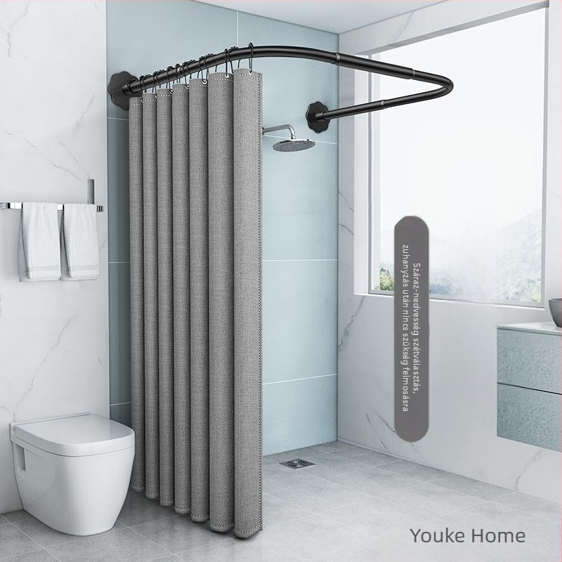 Zuhanyfüggöny öltöny, ütésmentes, ívelt, U alakú zuhanyfüggöny rúd, vízálló fürdőszobai válaszfalfüggöny, zuhanyzós fürdőszobai utánzatú vastagított függöny