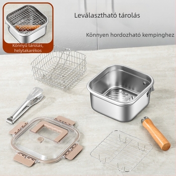 - Határokon átnyúló japán rozsdamentes acél négyzet alakú fritőz, háztartási tejeskanna, tésztafőző, kültéri hordozható tempura fritőz