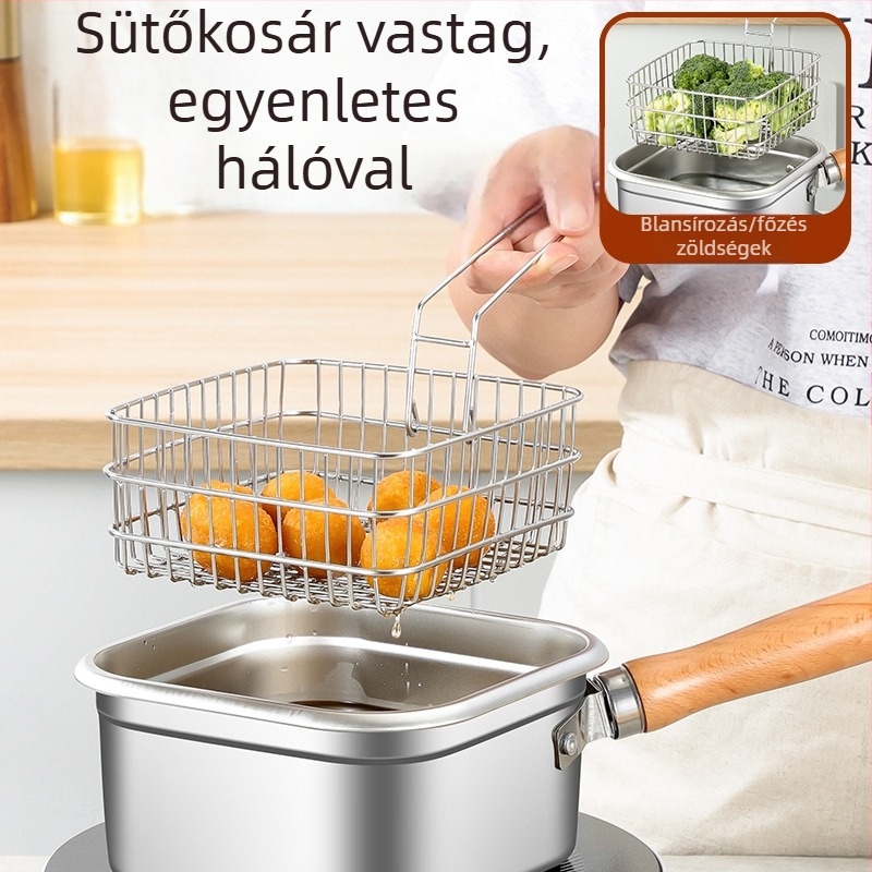 - Határokon átnyúló japán rozsdamentes acél négyzet alakú fritőz, háztartási tejeskanna, tésztafőző, kültéri hordozható tempura fritőz