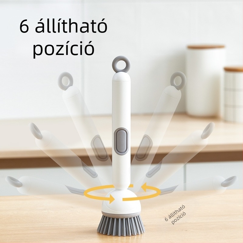 Chunke folyékony mosogatószeres forgó edénykefe edények és edények mosogatásához, konyhai folyékony mosogatószeres edénykefe, hosszú nyelű, forgó tisztítókefe