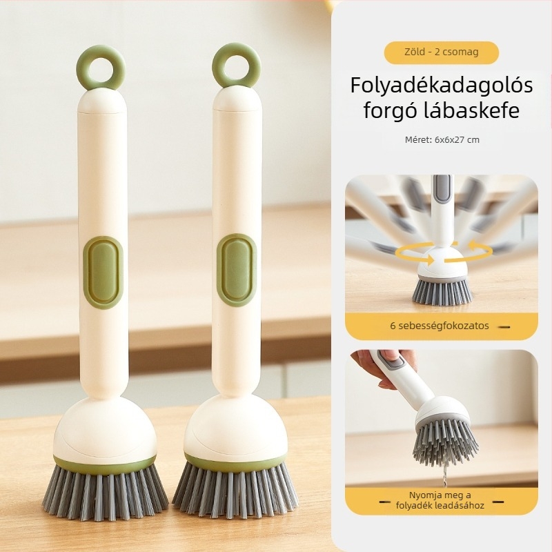 Chunke folyékony mosogatószeres forgó edénykefe edények és edények mosogatásához, konyhai folyékony mosogatószeres edénykefe, hosszú nyelű, forgó tisztítókefe