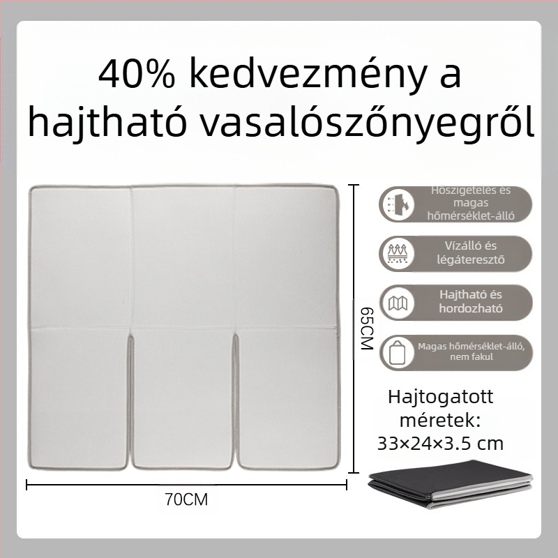 Három összecsukható vasalódeszka, vasalószőnyeg, vasalódeszka, összecsukható, hordozható, hőszigetelő szőnyeg, lapos vasalószőnyeg, függő, magas hőmérsékletű szőnyeg, tartozékok