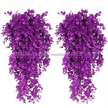 Határokon átnyúló műrattan eukaliptusz fali dekoráció, mesterséges zöld növények, hamis függőnövények, szőlő, otthoni kültéri dekorációs virágok