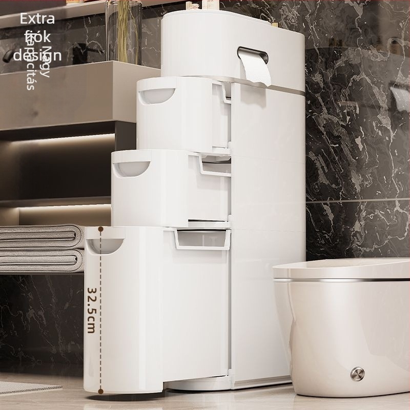 WC-rés fiókos tárolószekrény háztartási WC-rés többrétegű műanyag tárolószekrény telepítésmentes tárolóállvány