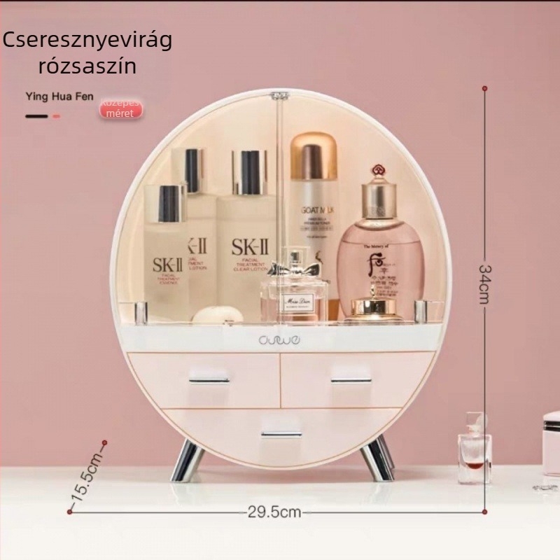 Könnyű, luxus, nagy kapacitású bőrápoló tárolódoboz, fésülködőasztal, porálló kozmetikai tárolódoboz, átlátszó, kényelmes tárolódoboz