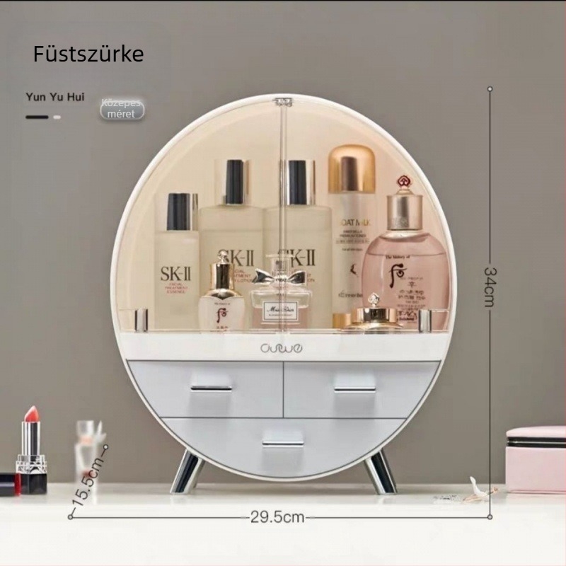 Könnyű, luxus, nagy kapacitású bőrápoló tárolódoboz, fésülködőasztal, porálló kozmetikai tárolódoboz, átlátszó, kényelmes tárolódoboz