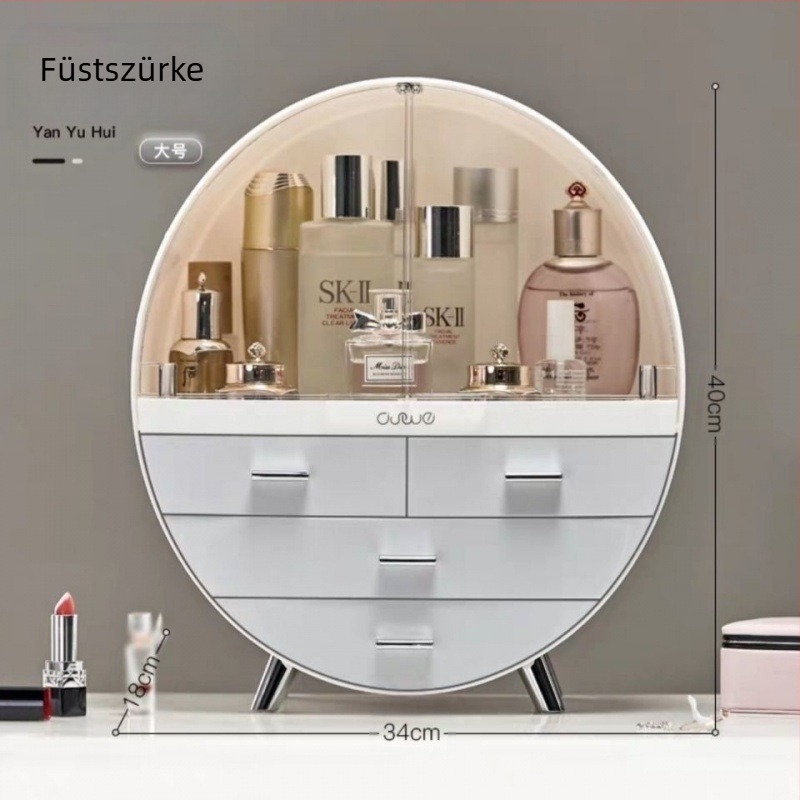 Könnyű, luxus, nagy kapacitású bőrápoló tárolódoboz, fésülködőasztal, porálló kozmetikai tárolódoboz, átlátszó, kényelmes tárolódoboz